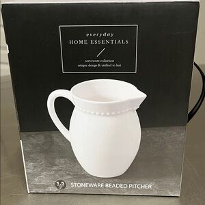 Home Essentials White Stoneware Beaded Pitcher